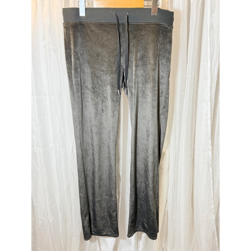 Aerie Velour Pants Womens Medium Gray Real Good Drawstring Straight Leg Lounge